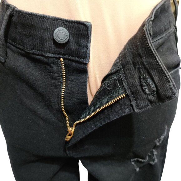 Old Navy 8T Pop Icon Skinny mid rise distressed black jeans raw knee tall grunge - Picture 5 of 7